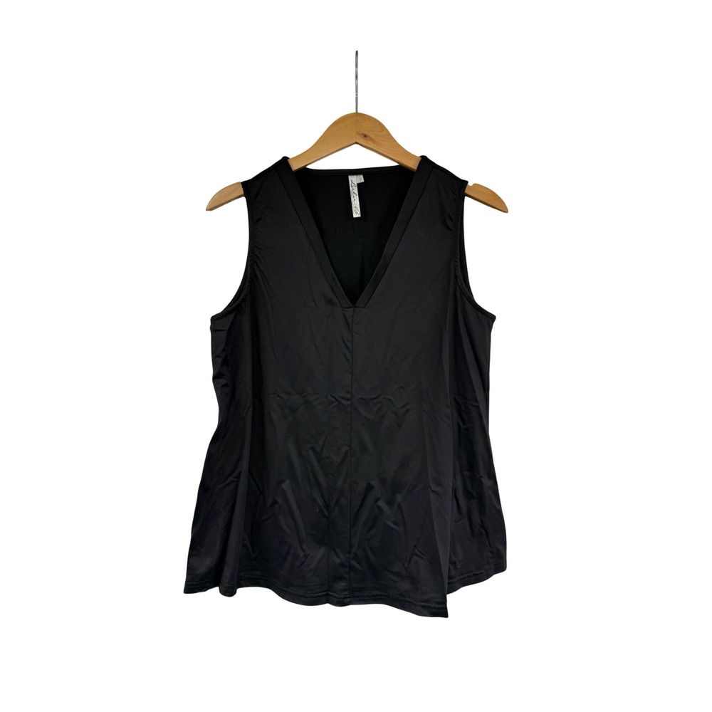 Lulu B Womens Black Sleeveless V-Neck Tank Top Size S Stretch UPF 50